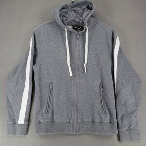 The Kooples Sport Men's Gray Terry Hoodie Jacket Full‎ Zip Up Size L Stripe